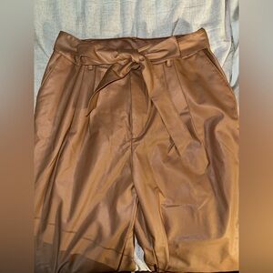 Express Tan Faux Leather Pants